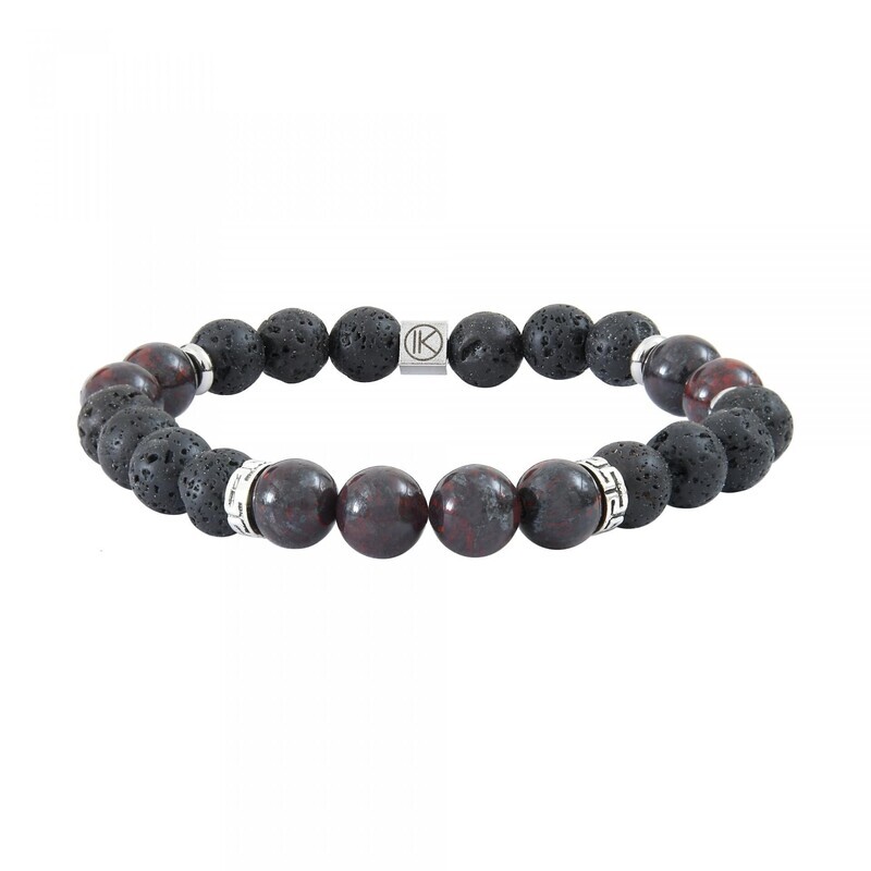 Bracelet jaspe rouge et pierre de lave