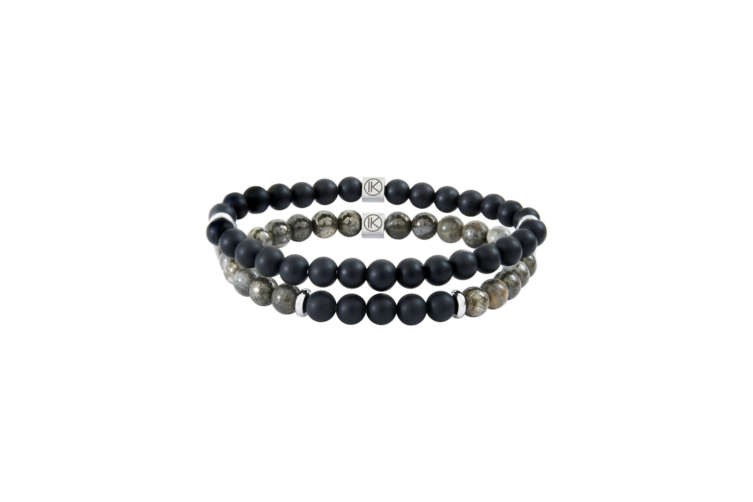 Bracelet pyrite poli et agate noire