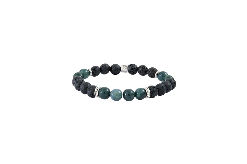 Bracelet pierre de lave et agate mousse
