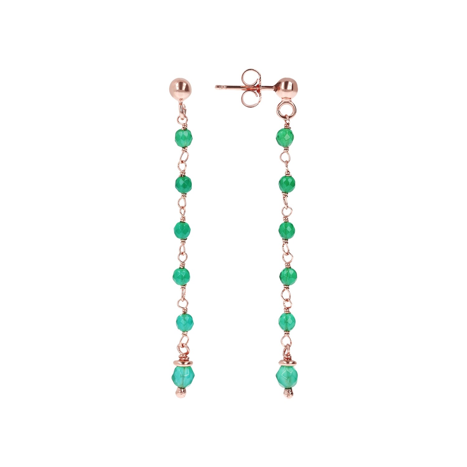 Boucles d'oreilles amorette agate verte