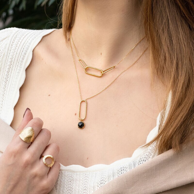 Collier Elise Agate noire