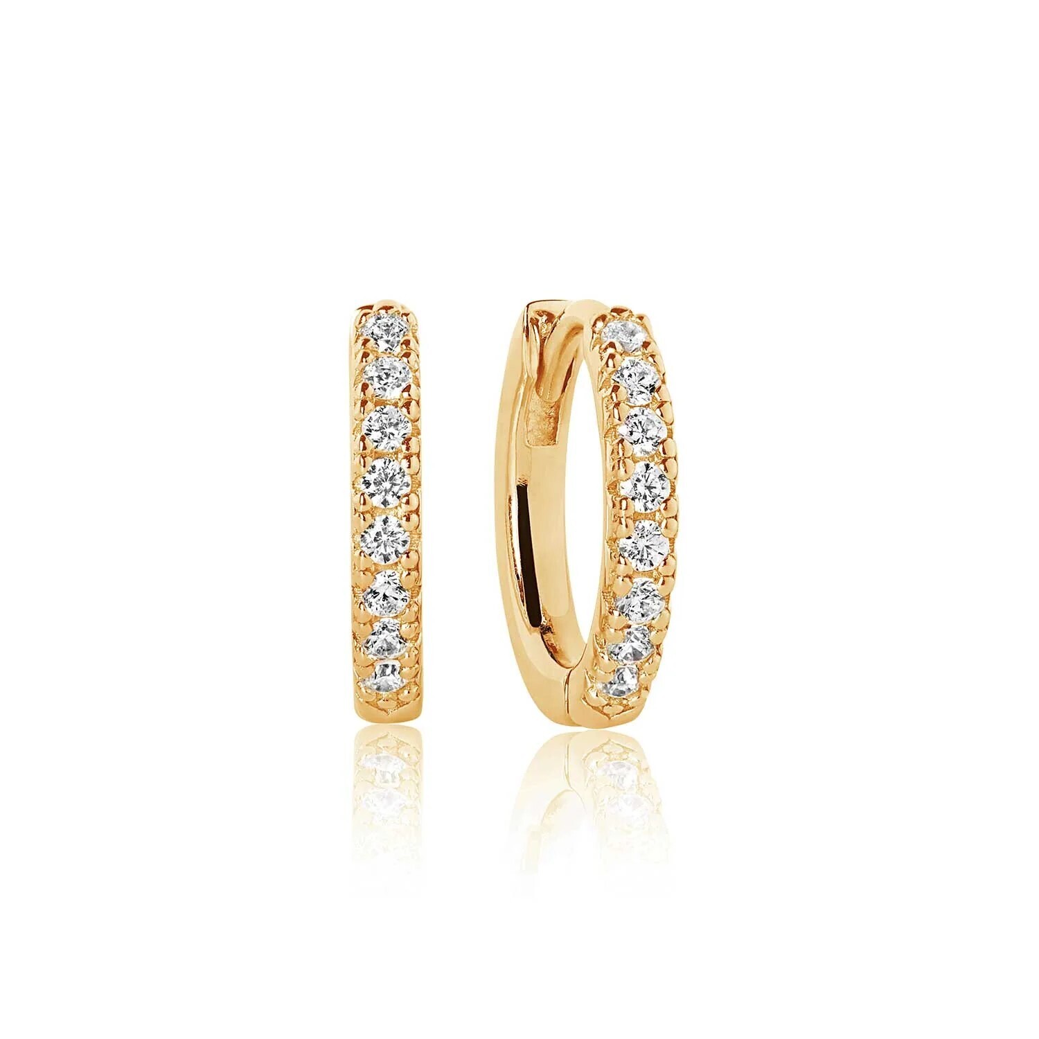 Boucles d&#39;oreilles Ellera medio Plaqué or 18 Carats avec Zircone blanche