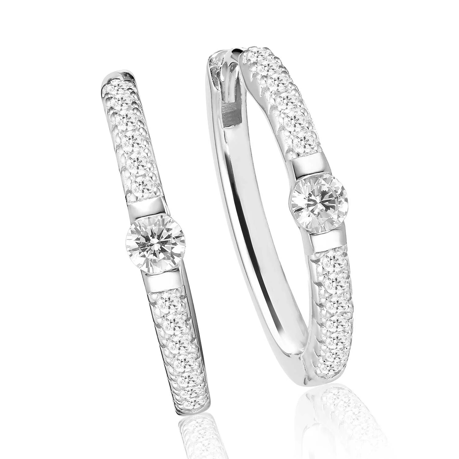 Boucles d&#39;oreilles Ellera uno grande avec Zircone blanche