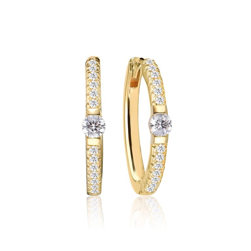Boucles d'oreilles Ellera uno grande plaqué or 18 carats avec Zircone blanche
