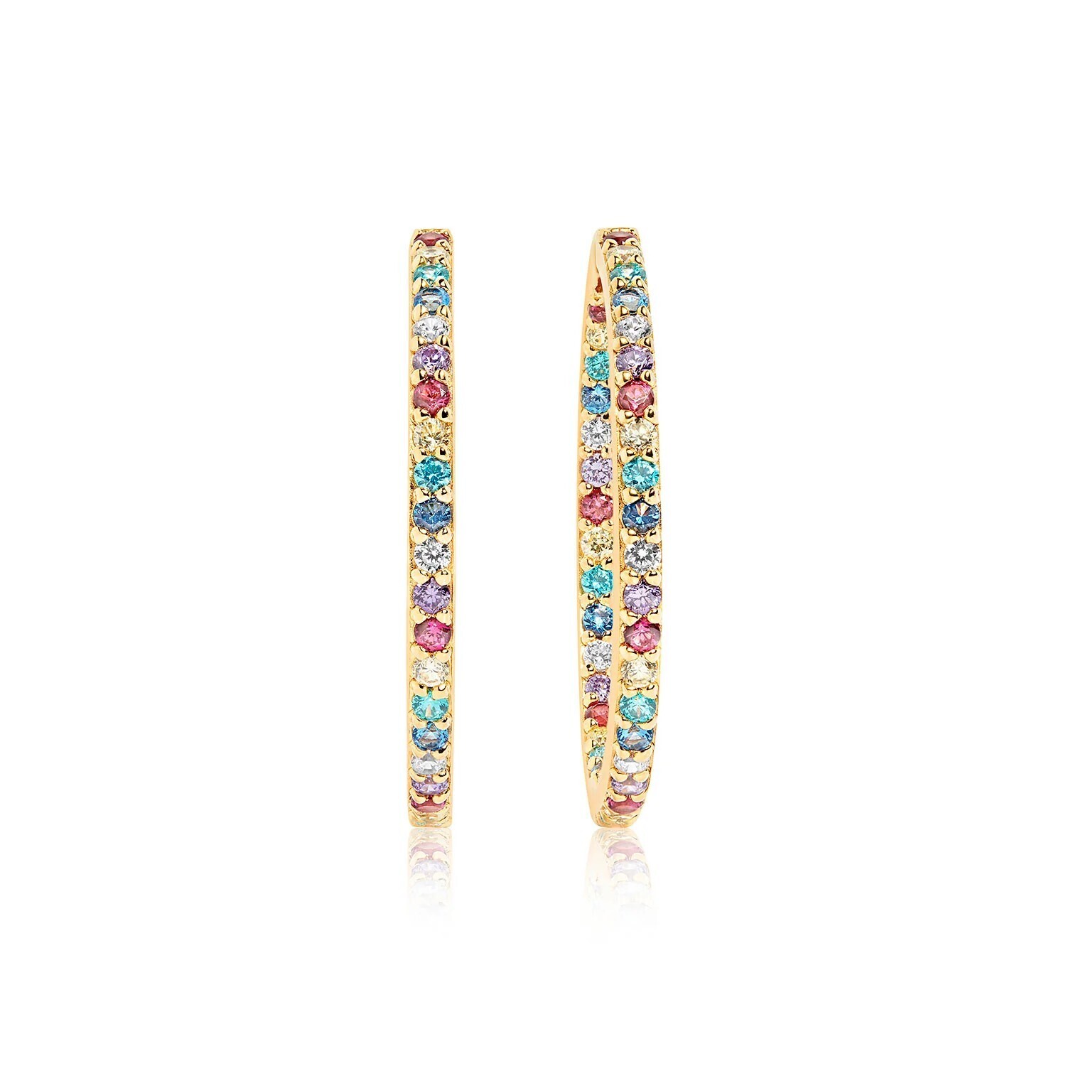 Boucles d&#39;oreilles Bovalino plaqué or 18 carats avec Zircone multicolore