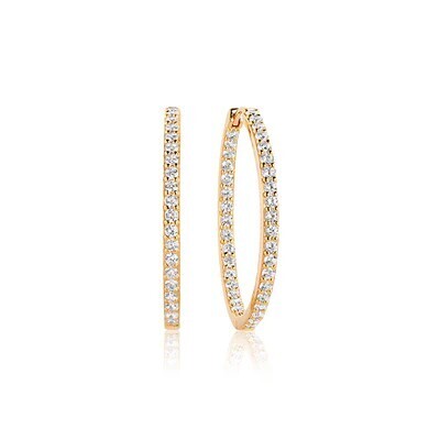 Boucles d&#39;oreilles Bovalino plaqué or 18 carats avec Zircone blanche