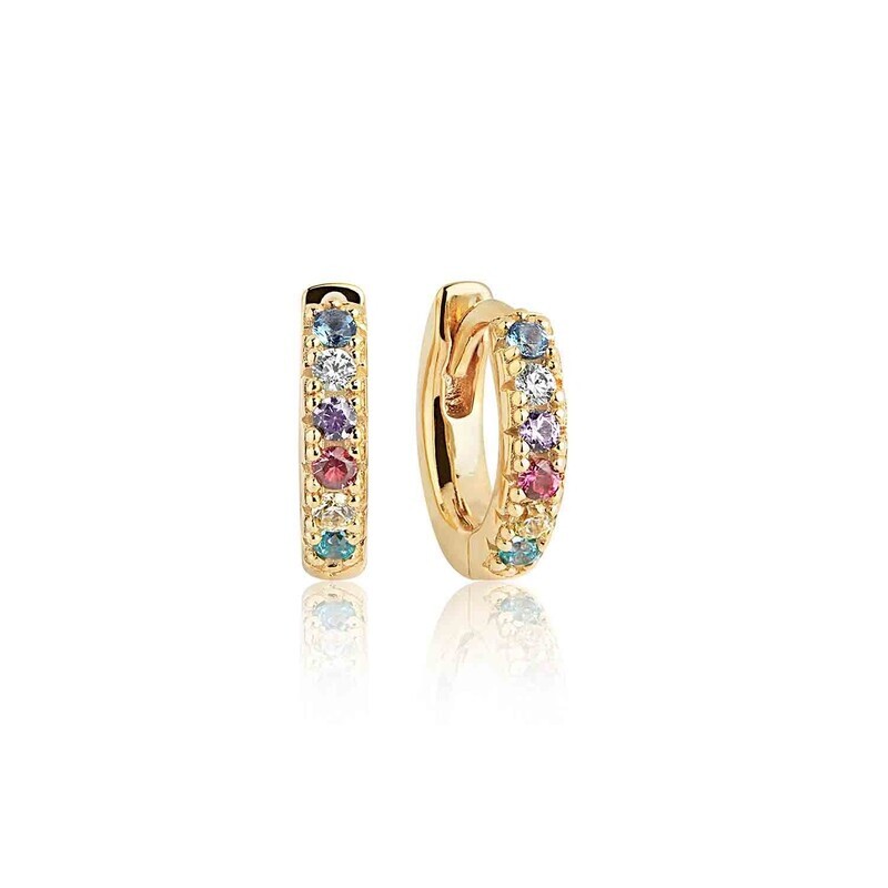 Boucles d&#39;oreilles Ellera Piccolo plaqué or 18 carats avec  avec Zircons multicolores.