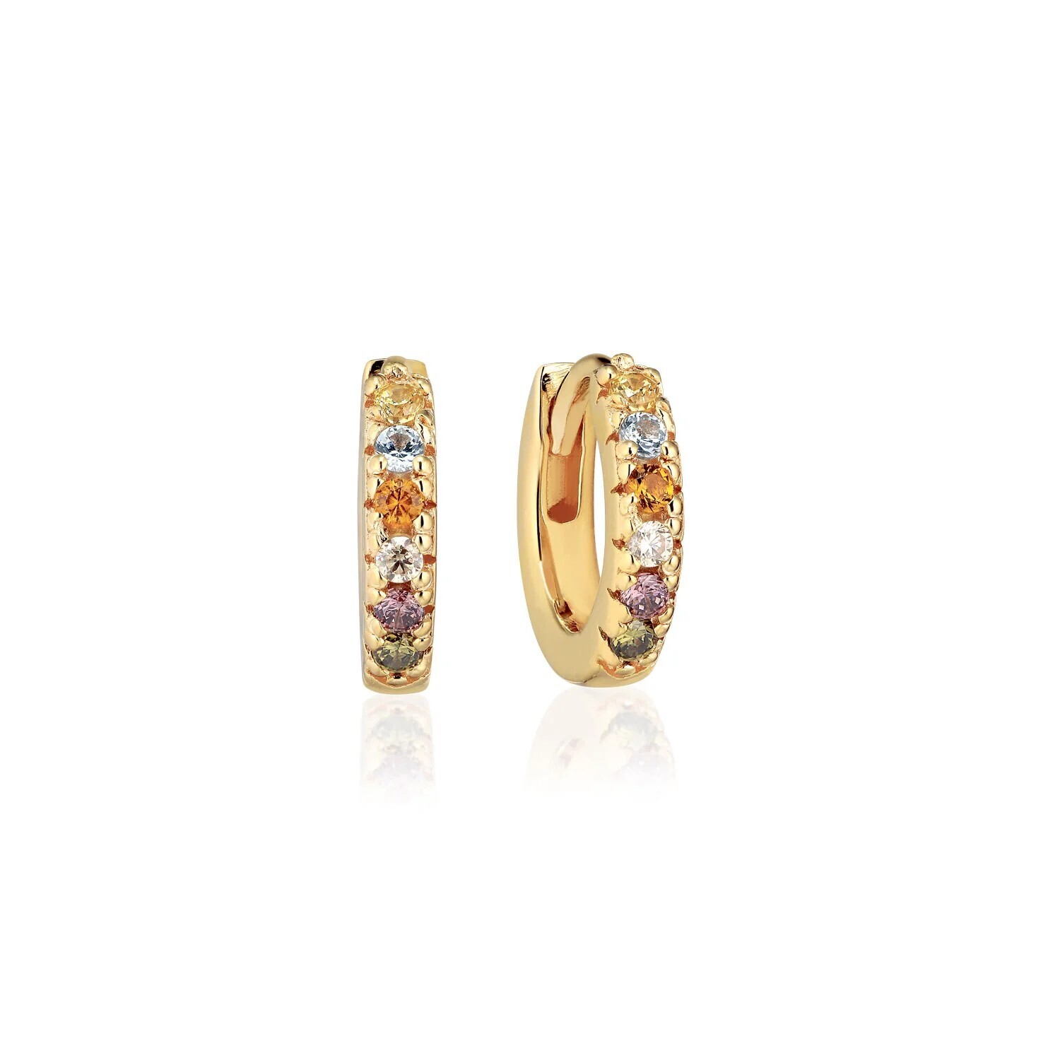 Boucles d&#39;oreilles Ellera Piccolo plaqué or 18 carats avec Zircons multicolores