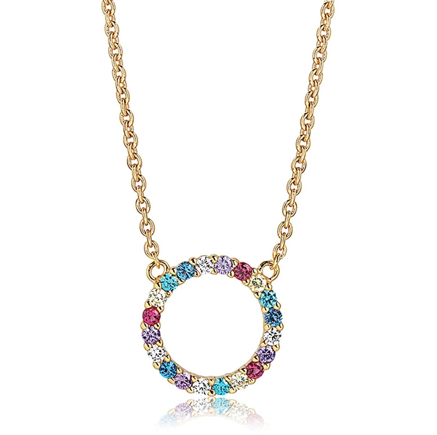 Collier Biella grande plaqué or 18 carats avec Zircons multicolores