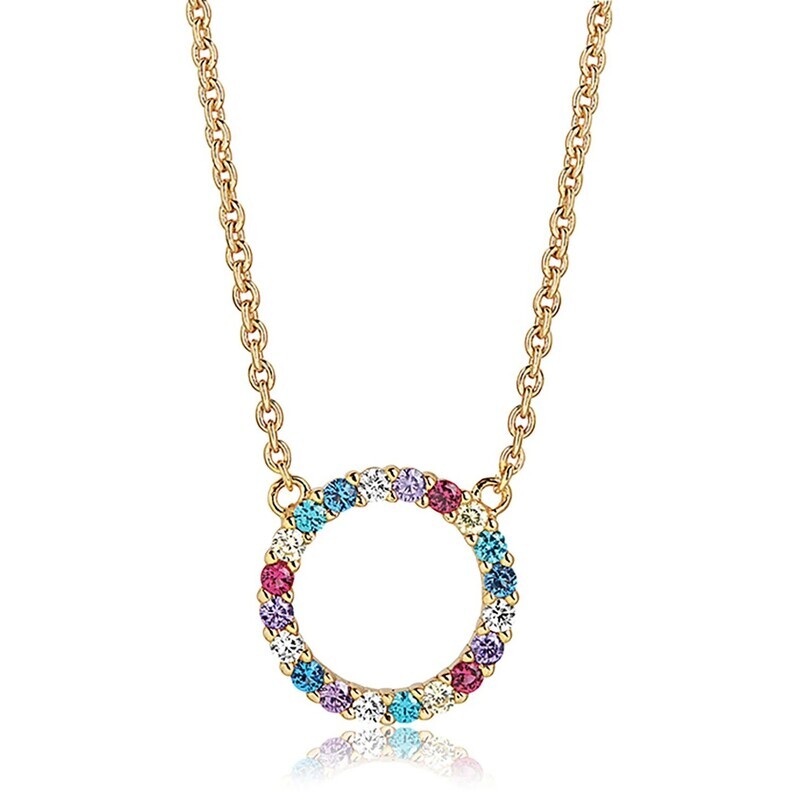 Collier Biella grande plaqué or 18 carats avec Zircons multicolores