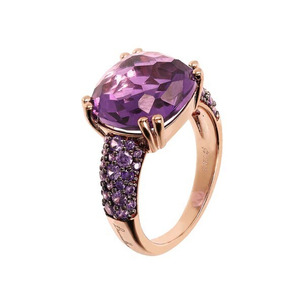 Bague cocktail avec nanocristal carré et pavé