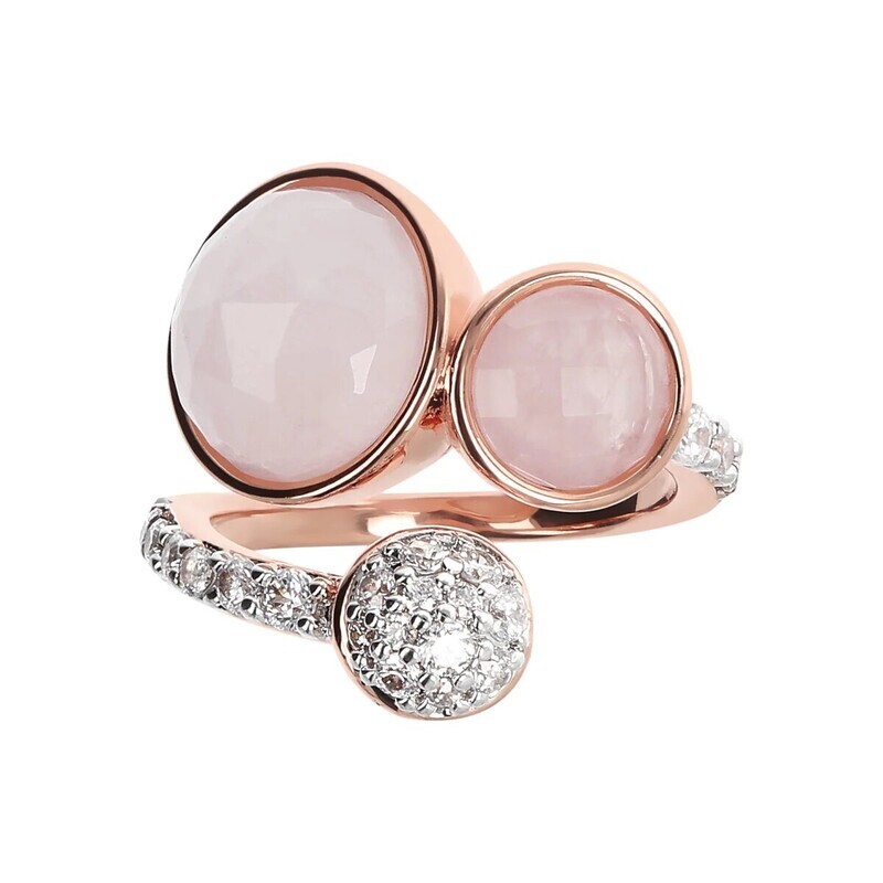 Bague Contrarié avec Pierres Naturelles Rondes et Pavé