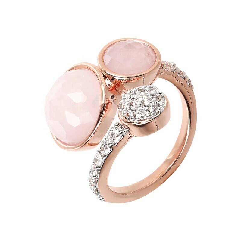 Bague Contrarié avec Pierres Naturelles Rondes et Pavé