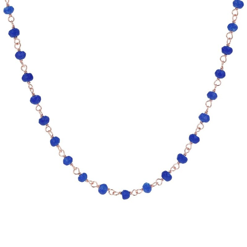 Collier Chapelet avec Pierre Naturelle Agate Bleue