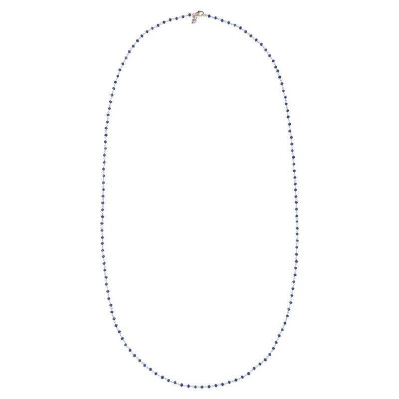 Collier Chapelet avec Pierre Naturelle Agate Bleue