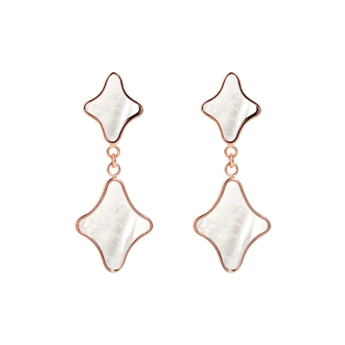 Boucles d&#39;Oreilles Pendantes Double Etoile en Pierre Naturelle