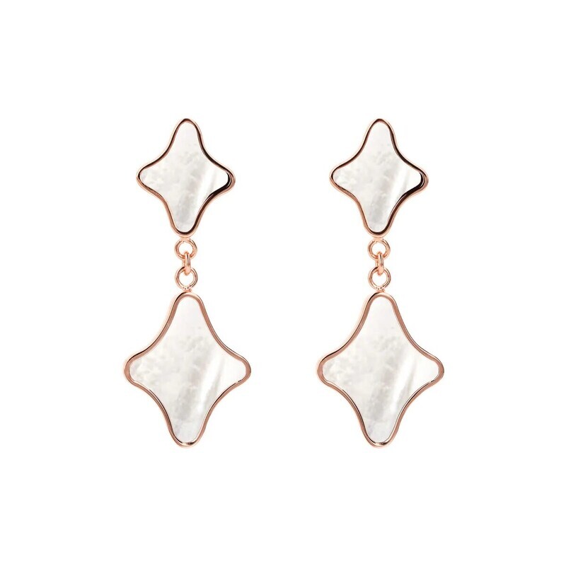 Boucles d&#39;Oreilles Pendantes Double Etoile en Pierre Naturelle