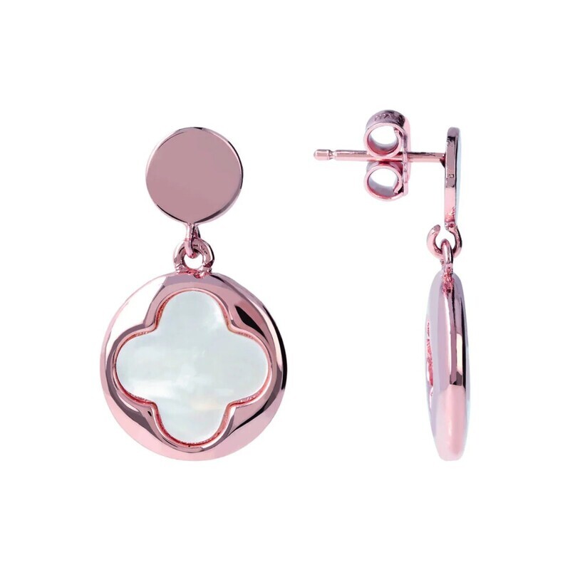 Boucles d'Oreilles Pendantes Trèfle à Quatre Feuilles en Pierre Naturelle