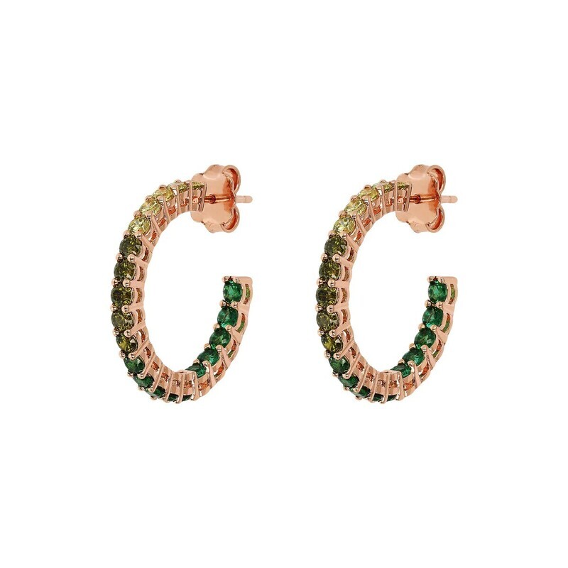 Boucles d&#39;Oreilles Créoles Moyennes avec Cubic Zirconia Effect Dégradé