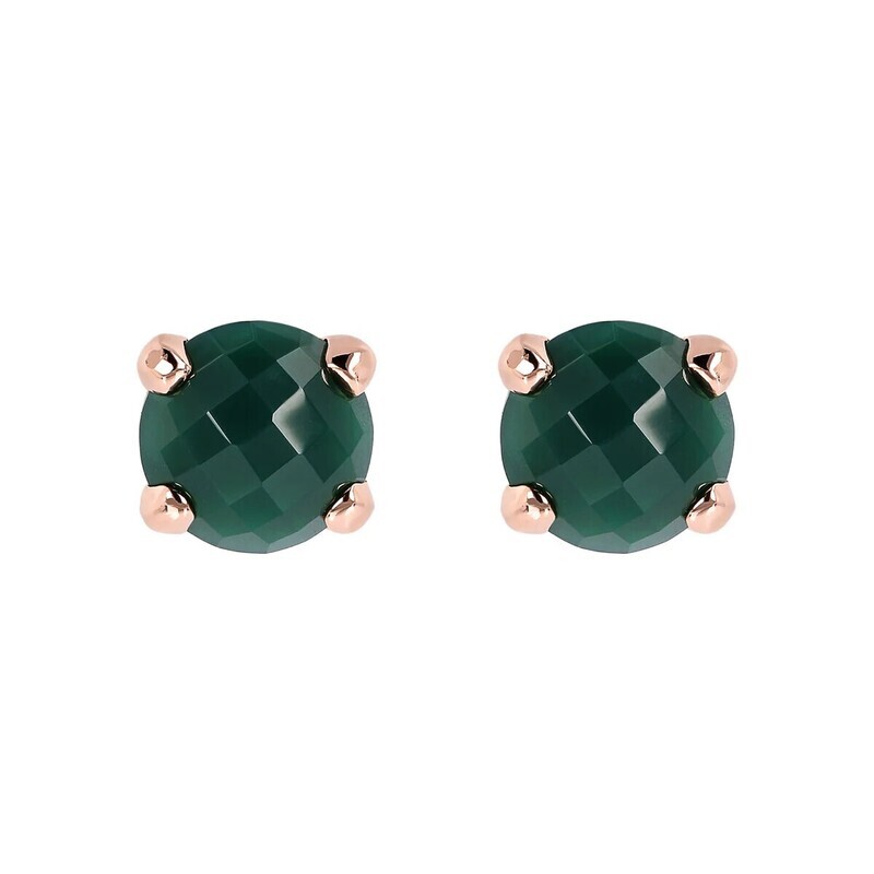 Boucles d&#39;Oreilles Bouton avec Pierre Naturelle Ronde