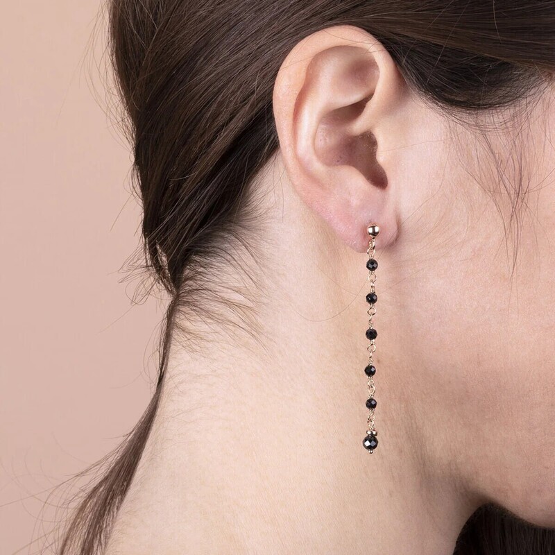 Boucles d'Oreilles Pendentif Fil Chapelet avec Pierres Naturelles