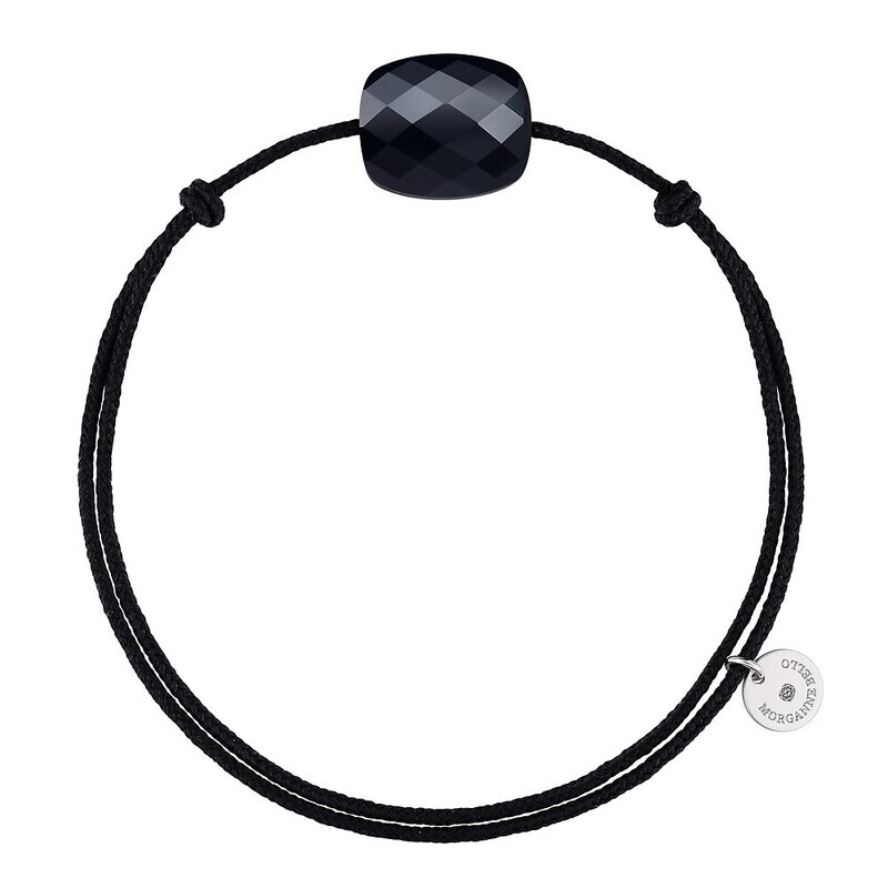 Bracelet cordon noir coussin onyx