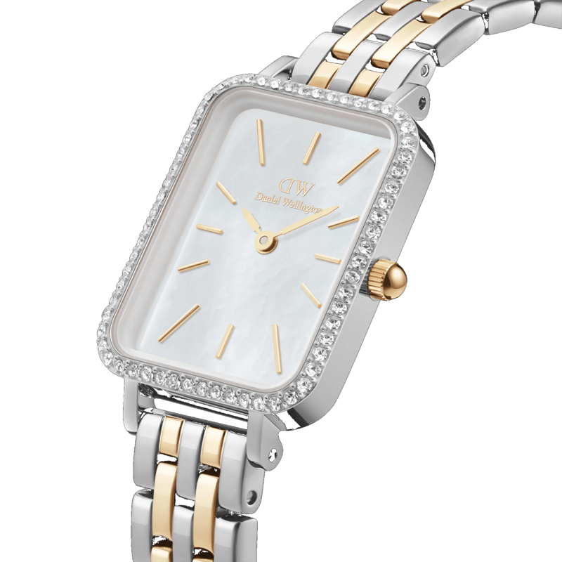 Montre quadro lumine bezel 5 maillons bicolore