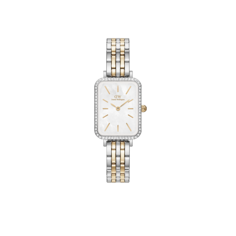 Montre quadro lumine bezel 5 maillons bicolore