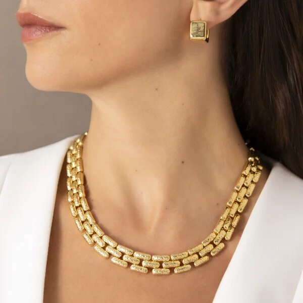 Collier Choker Chaîne Panthère Martelée