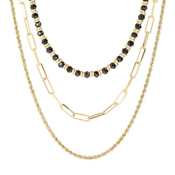 Collier Multirang Gradué avec Pierre Naturelle Spinelle Noir