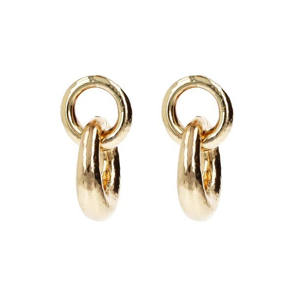 Boucles d&#39;oreilles pendantes martelées avec double anneau