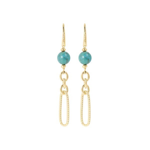 Boucles d&#39;Oreilles Pendantes à Maillons Alternés avec Pierres Naturelles