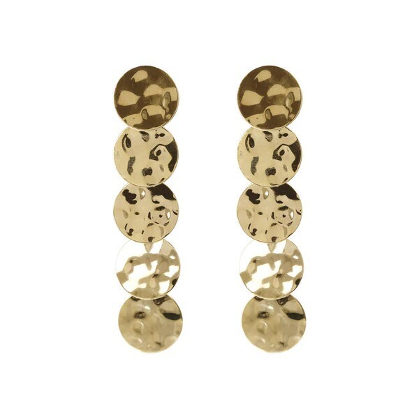 Boucles d&#39;Oreilles Pendantes Fil avec Disques Martelés