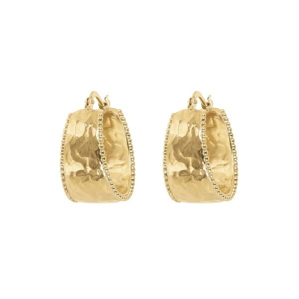 Boucles d&#39;oreilles pendantes cercle martelé avec bords perlés