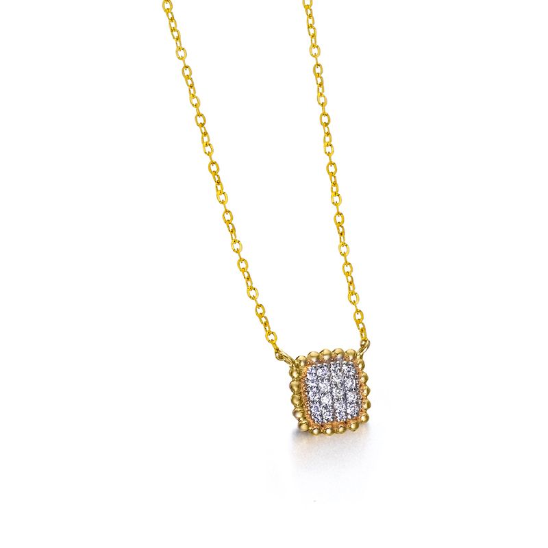 Pendentif Perle Carré Or &amp; Diamants
