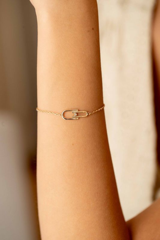 Bracelet Évidence Plaqué Or et Diamant