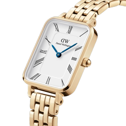Montre Quadro Chiffres Romains 5-Maillons Or