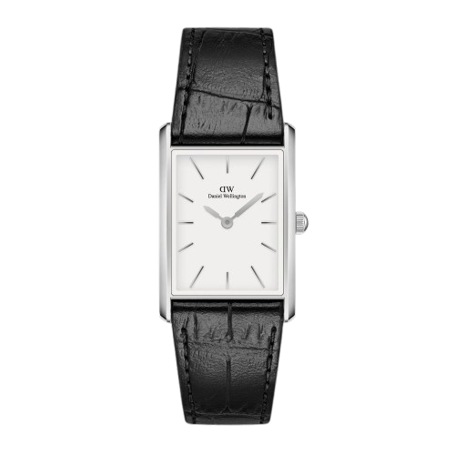 Montre Crocodile noir lié argent
