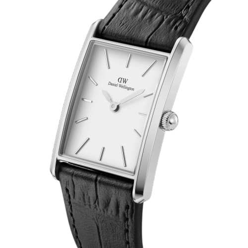 Montre Crocodile noir lié argent