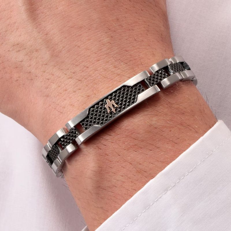 Bracelet homme MASERATI en acier bicolore