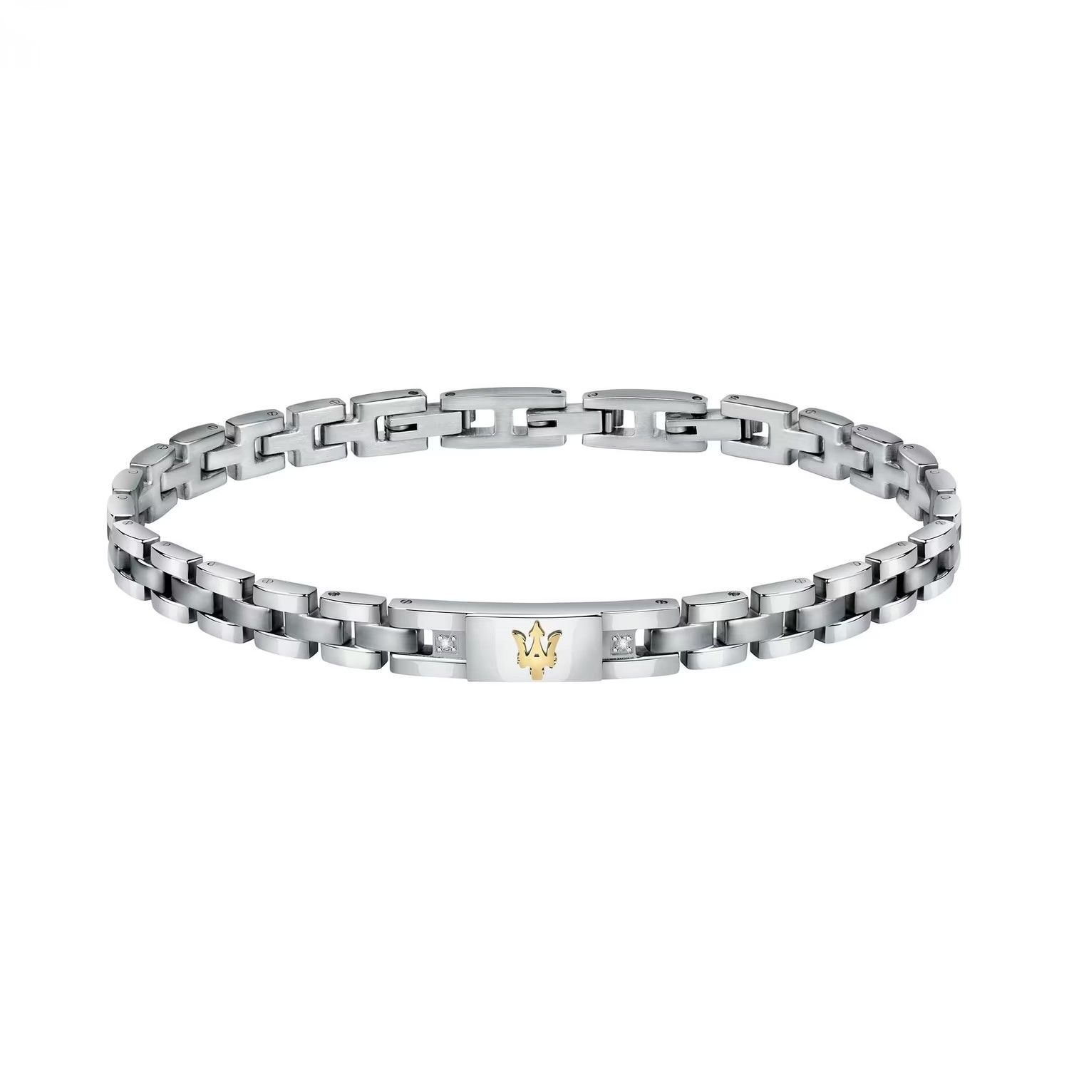 Bracelet homme MASERATI en acier bicolore et diamant