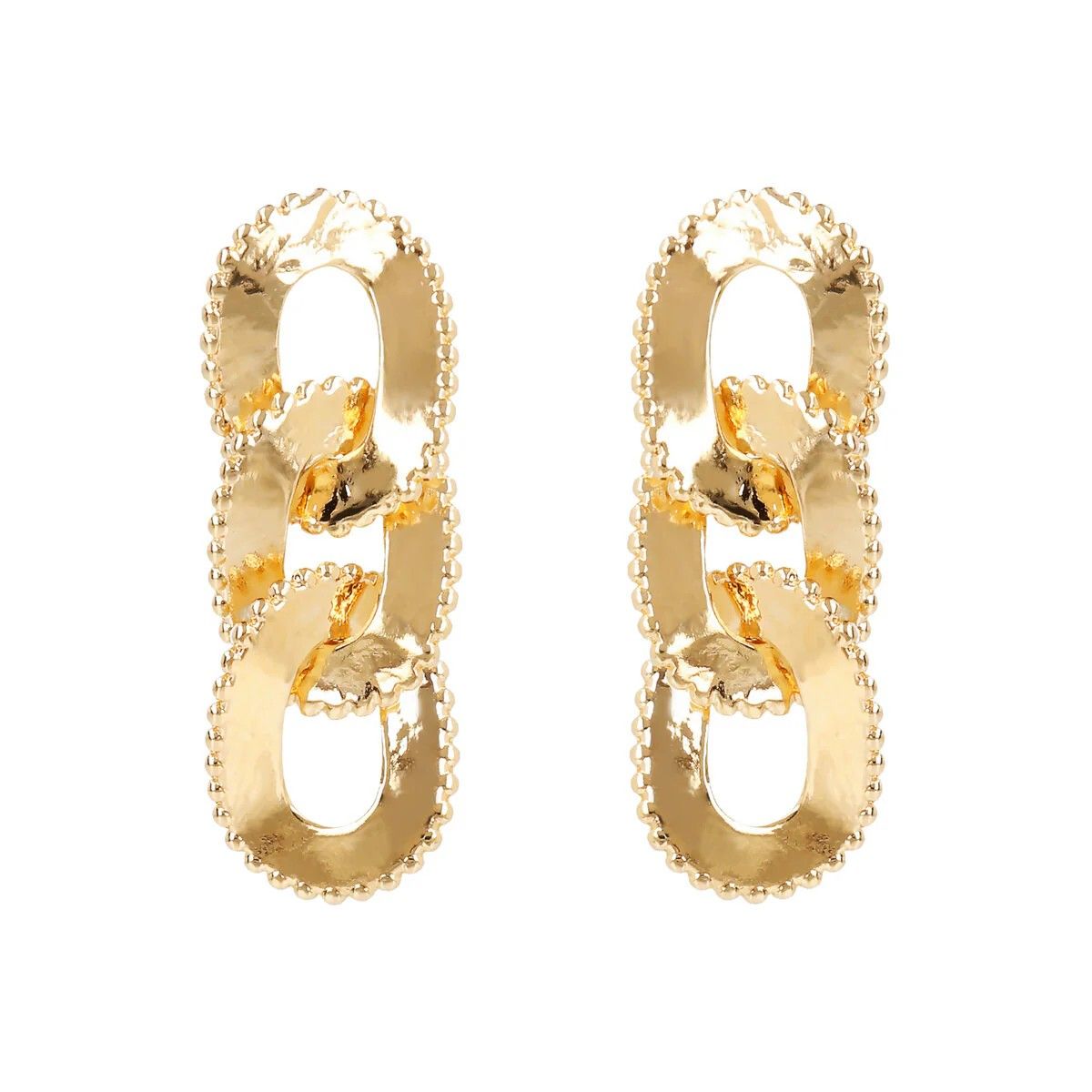 Boucles d’oreilles pendantes en maille Grumetta avec bord travaillé