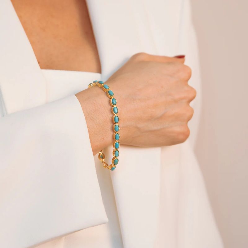 Bracelet Travaillé avec Pierre Naturelle Turquoise