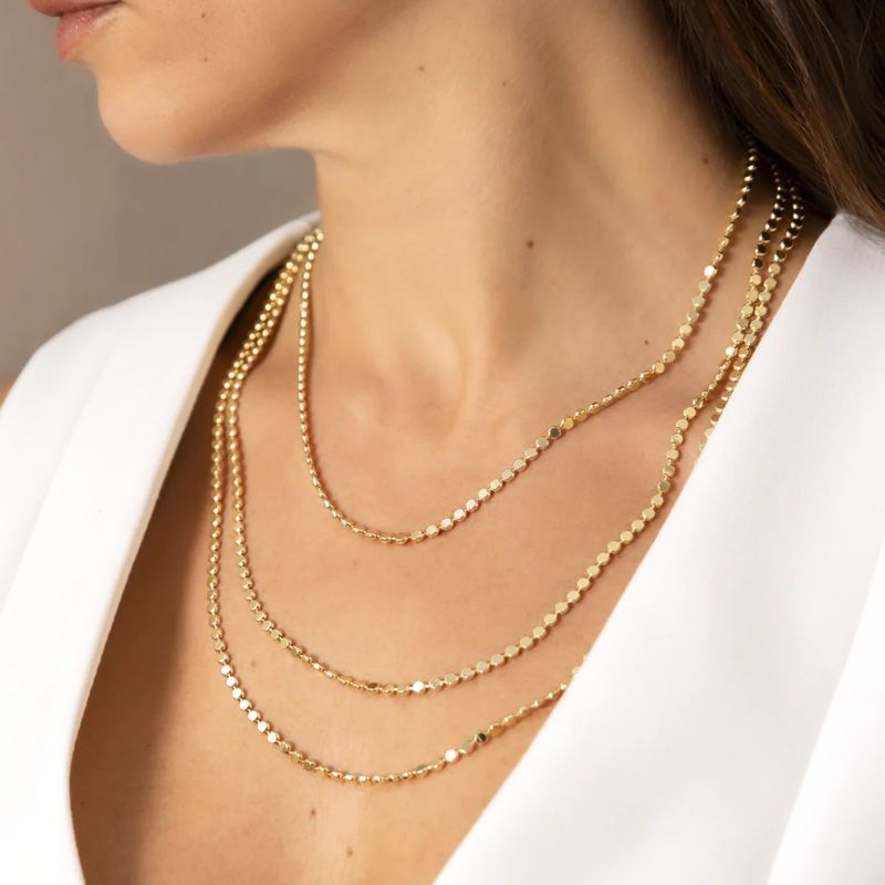 Collier multi-rangs avec chaîne petit disque
