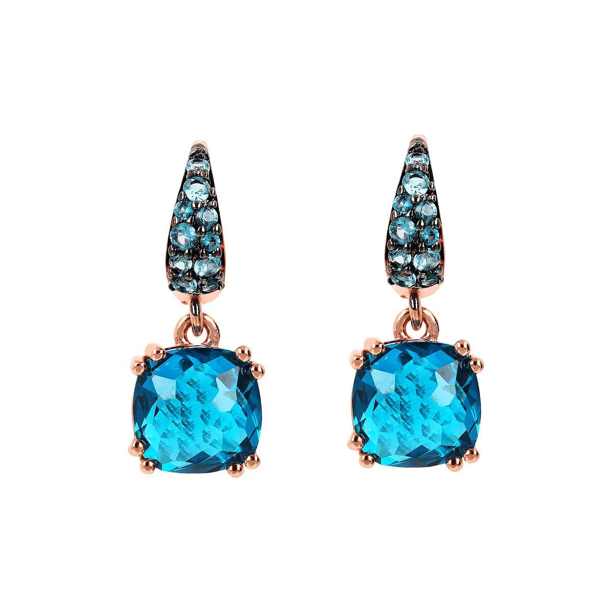 Boucles d&#39;Oreilles Pendantes avec Pierre Prisma Gem et Pavé