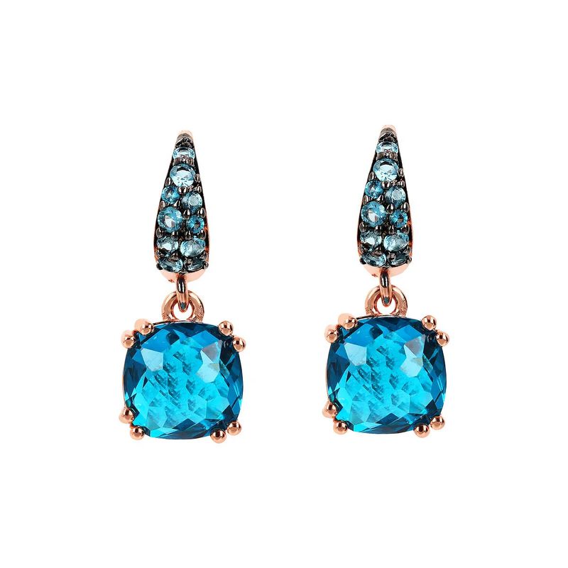Boucles d&#39;Oreilles Pendantes avec Pierre Prisma Gem et Pavé