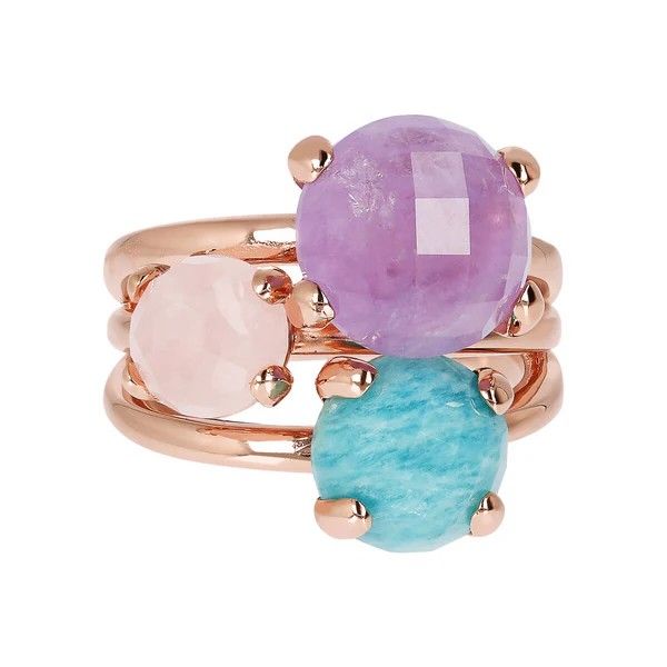Bague Trilogie Multirangs avec Pierres Naturelles