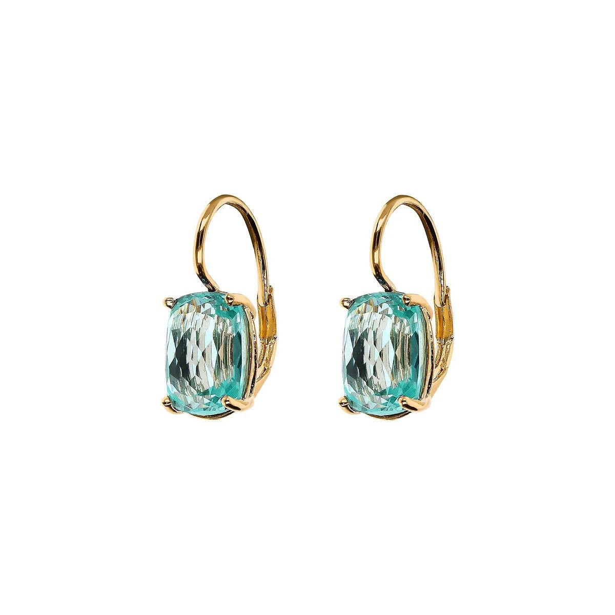 Boucles d&#39;oreilles pendantes dorées avec prisme taille mosaïque