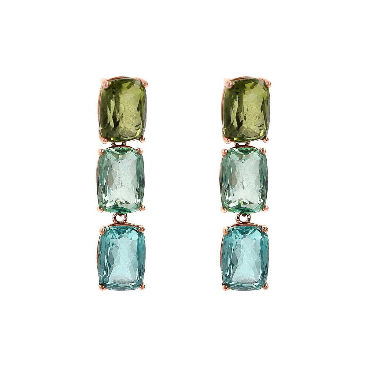 Boucles d&#39;Oreilles Pendantes Trilogy avec Pierre Prisma Gem Taille Mosaïque