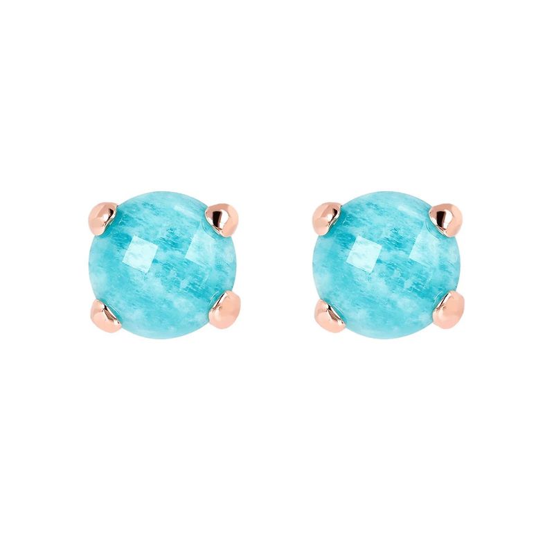 Boucles d&#39;Oreilles Bouton avec Pierre Naturelle Ronde